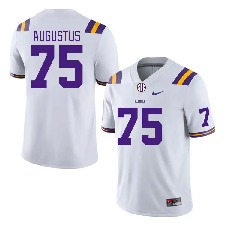 Men's LSU Tigers Braden Augustus #75 White NCAA Football Jersey